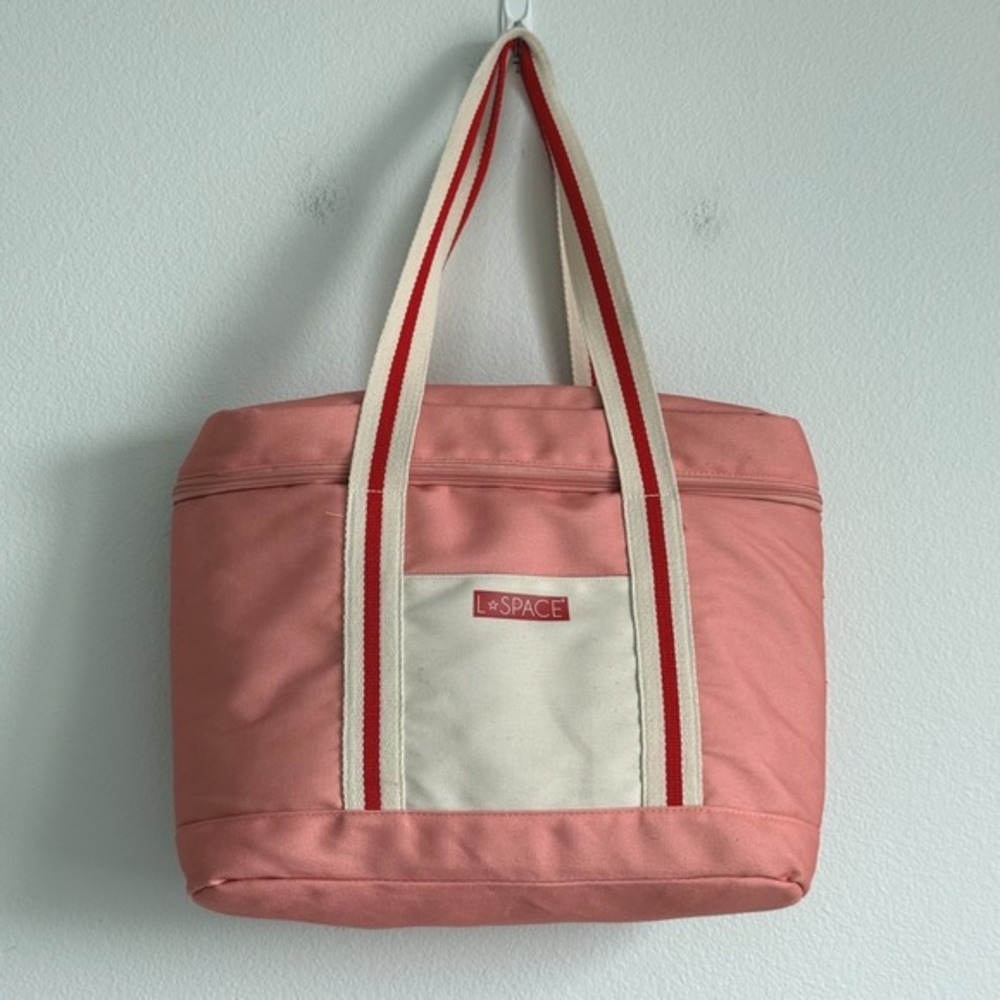 L*Space Insulated Cooler Tote Bag Coral Pink Beach Lunch Bag Summer Vacation